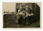 Industrial Institute and College students at Southern Railroad Box Car