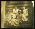 Students on steps of Columbus Hall at Industrial Institute and College by Laurie Hartness