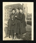 Three Students Posed on Front Campus, 1919